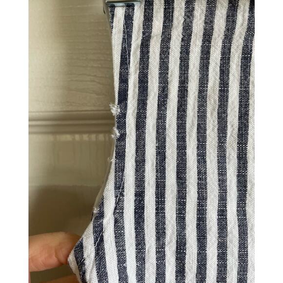 SWEET HONEY Toddler Girls 2T Striped Dress Pockets Cotton Linen Blue White - Picture 2 of 8